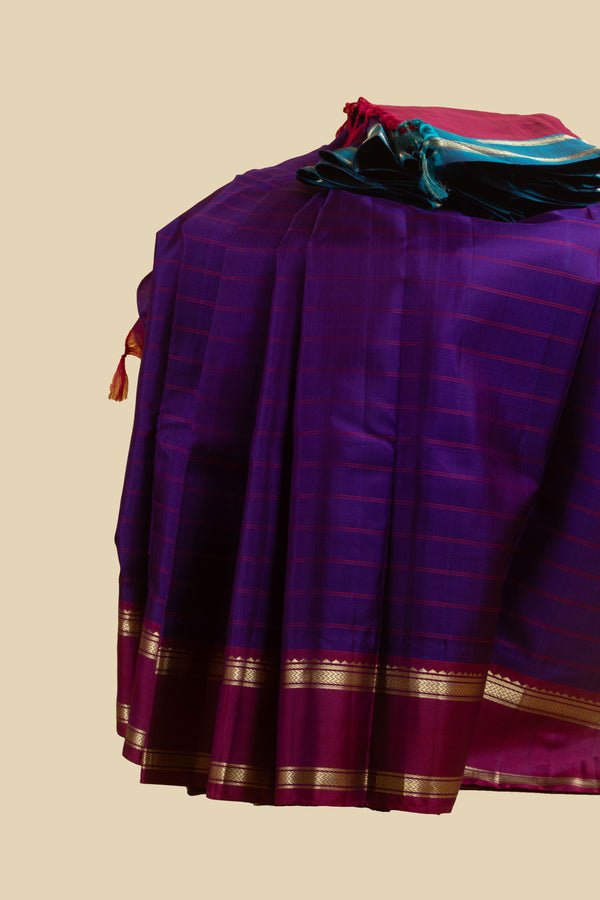 Purple and Maroon Kanjivaram Silk Saree