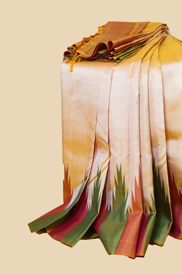 Sandal Colour Korvai Kanjivaram Silk Saree