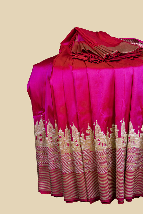 Pink Ghat Katan Silk Banaras Saree