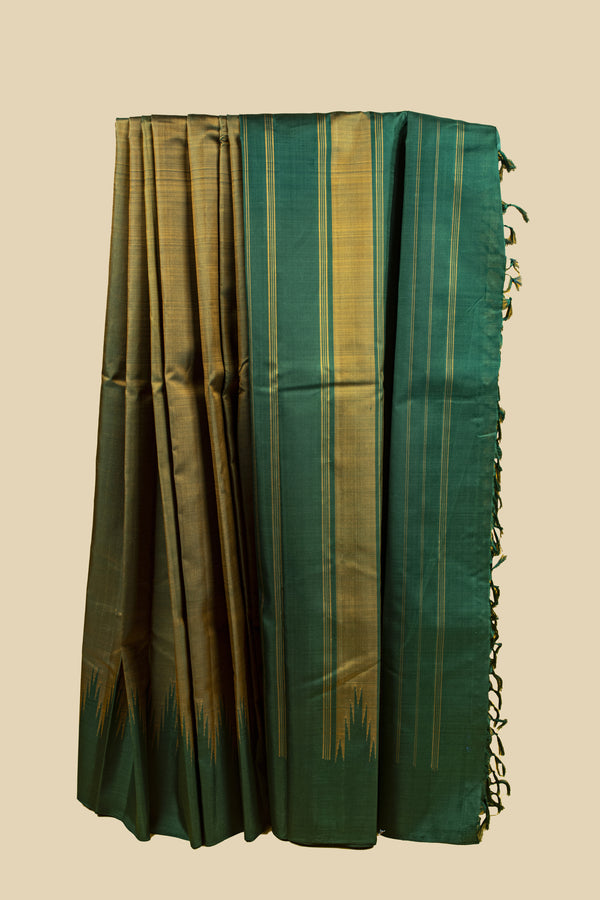 Green and Hunter Green Kanjivaram Silk Saree