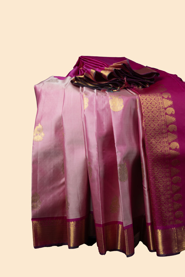 Pink in Dual Shades Kanjivaram Silk Saree