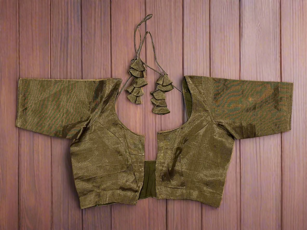 Tissue antique gold blouse with timeless elegance and subtle sheen - Size 38
