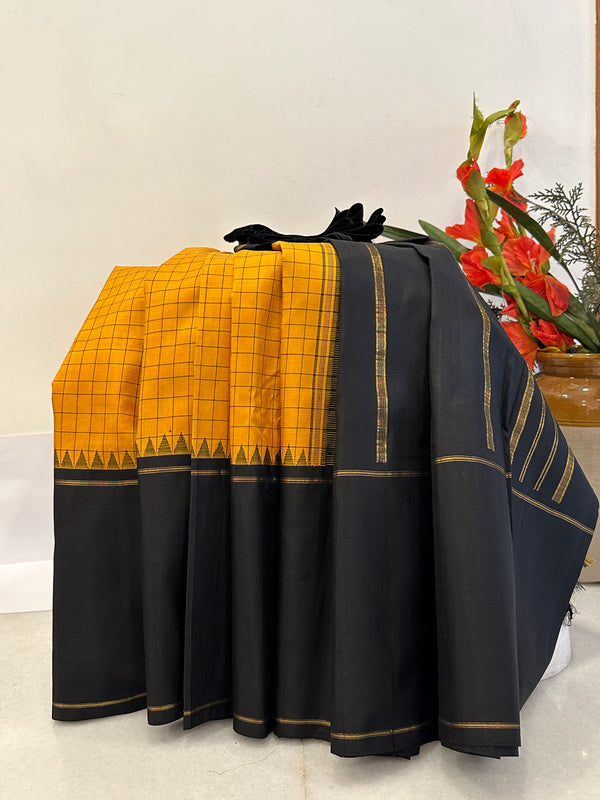 Fenugreek and Black Kanjivaram Silk Saree