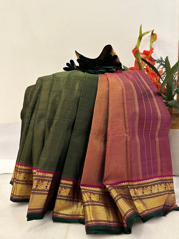 Green Vairoosi Saree—a blend of classic charm and modern allure