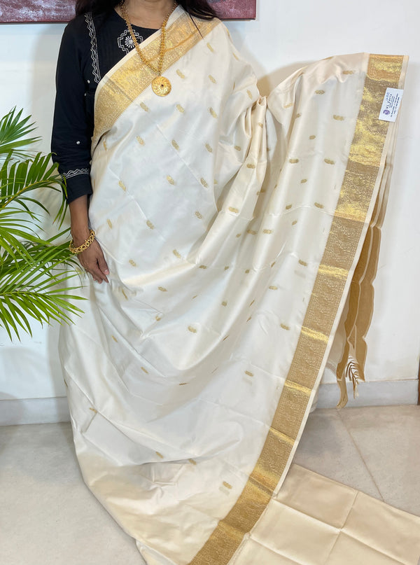 Cream Kanjivaram Silk Saree