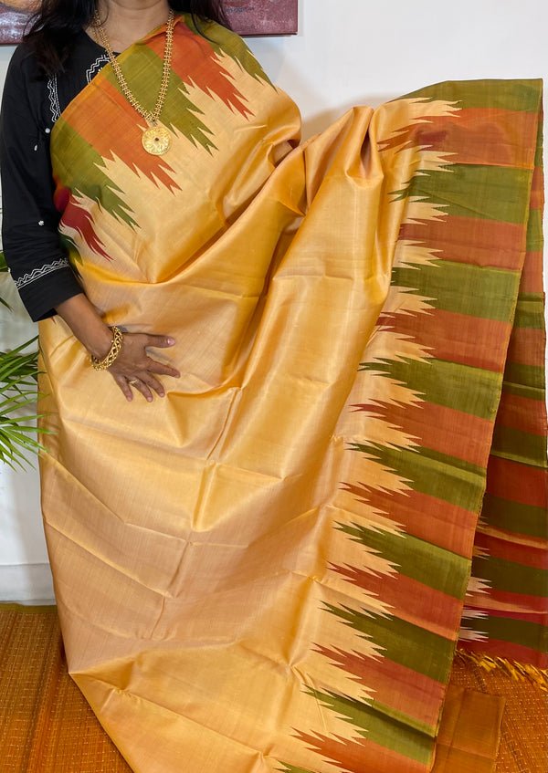 Sandal Colour Korvai Kanjivaram Silk Saree