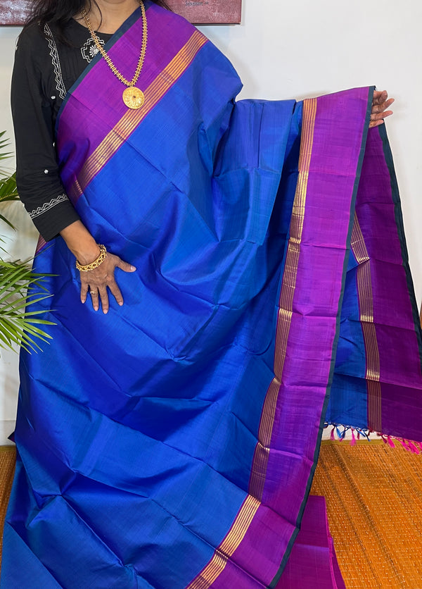 Blue and Purple Kanjivaram Silk Saree