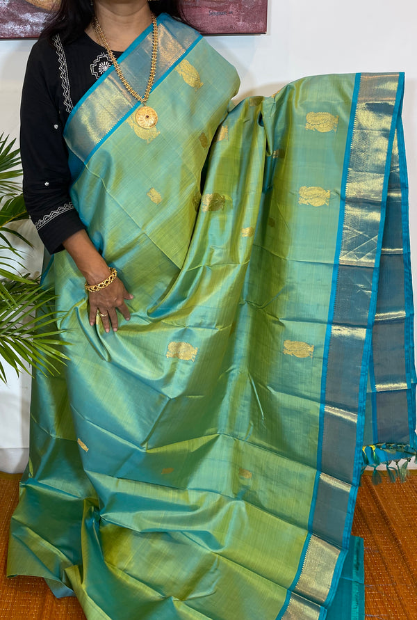 Green and Blue Kanjivaram Silk Saree