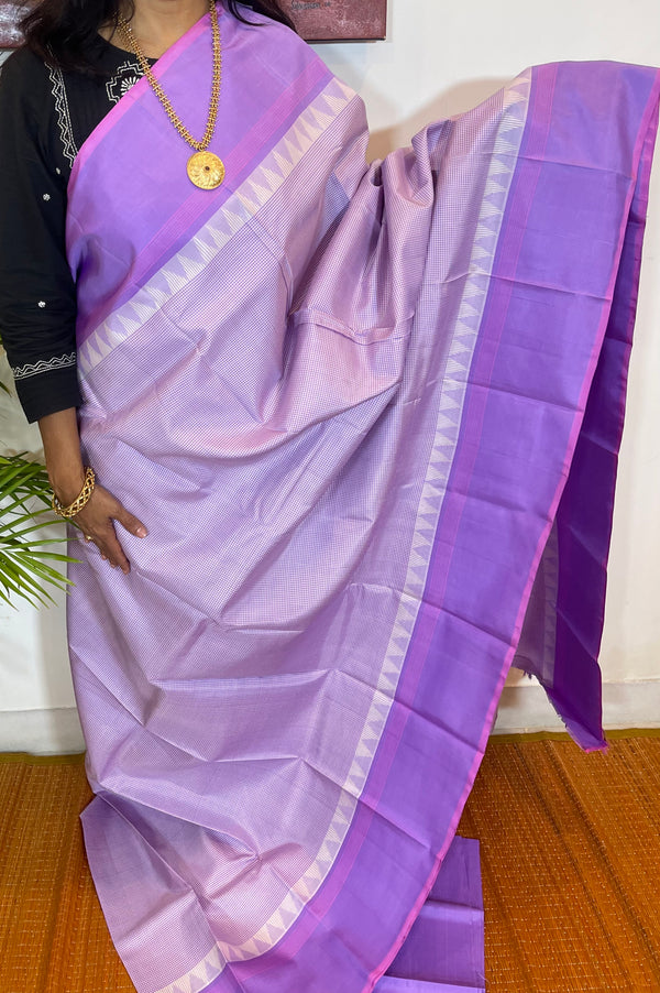 Lavender on Lavender Korvai Kanjivaram Silk Saree