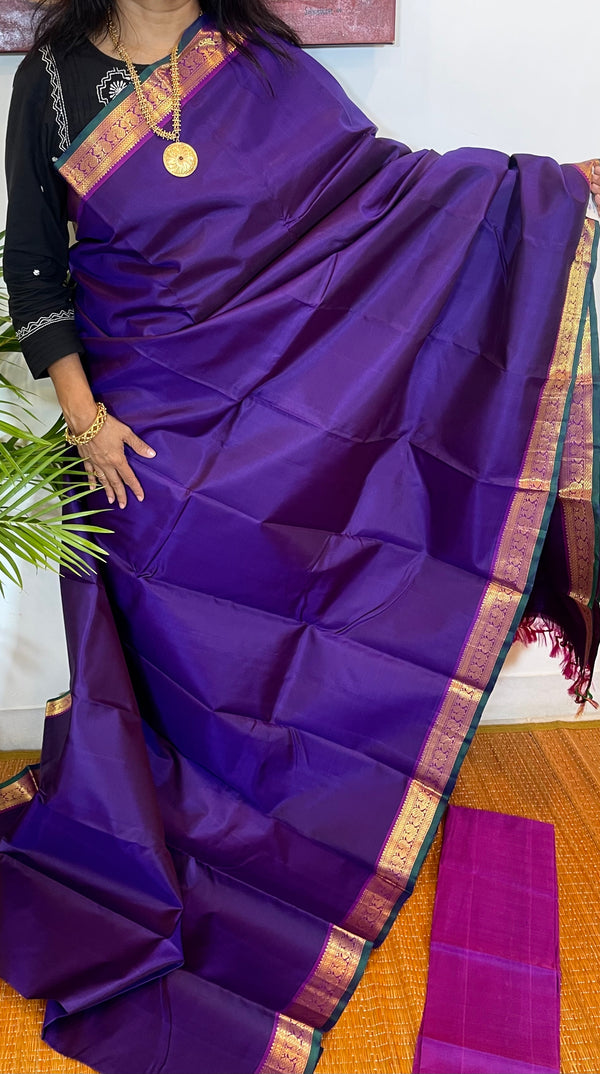 Purple and Majenta Kanjivaram Silk Saree