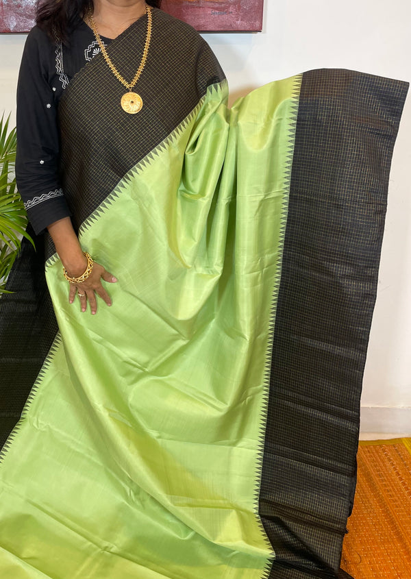 Green and Black Kanjivaram Silk Saree