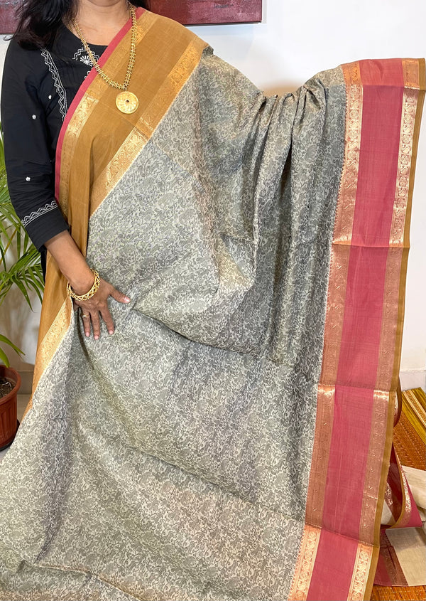 Grey Vanasingaram Silk Cotton Saree