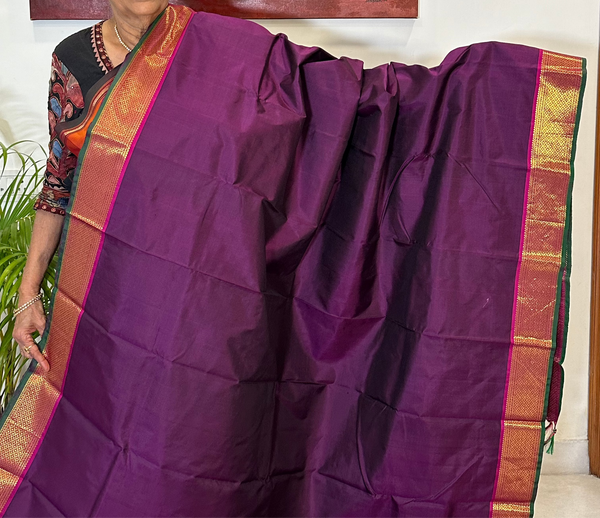 Purple with Majenta Kanjivaram Silk Saree