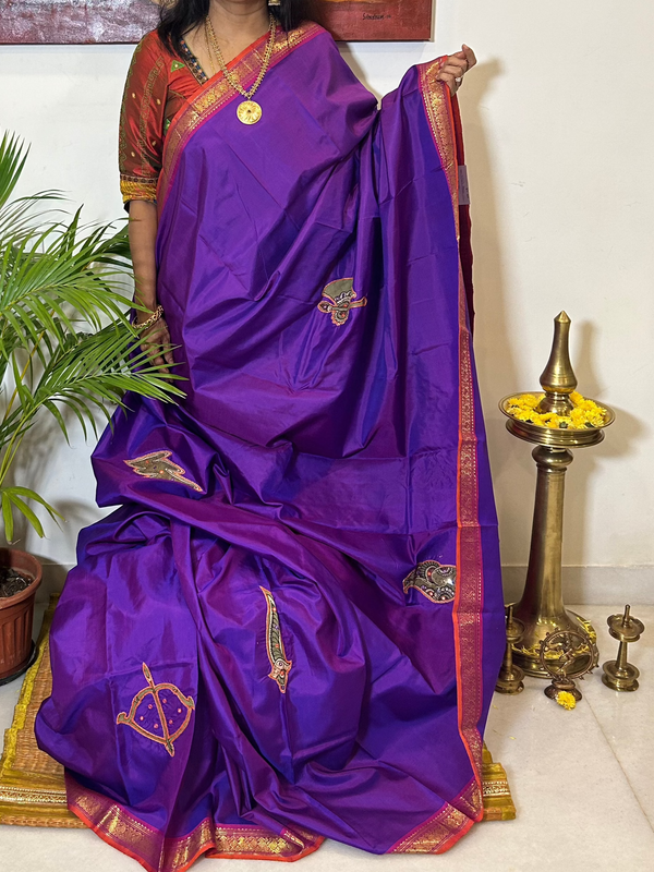 Purple and Majenta Devi Kanjivaram Silk Saree