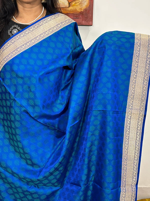 Blue Tanchoi Katan Silk Banarasi Handloom Saree