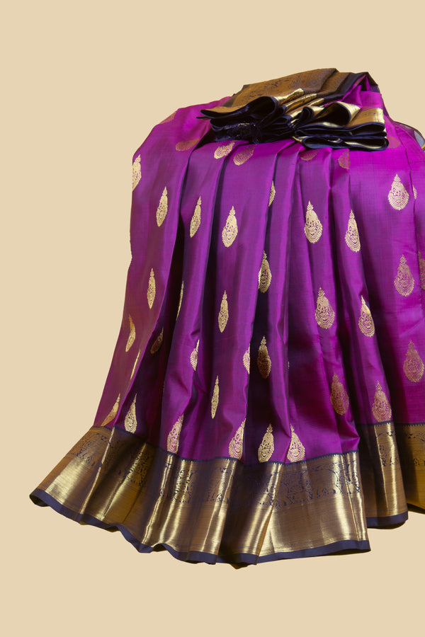 Magenta and Deep Dark Purple Kanjivaram Silk Saree