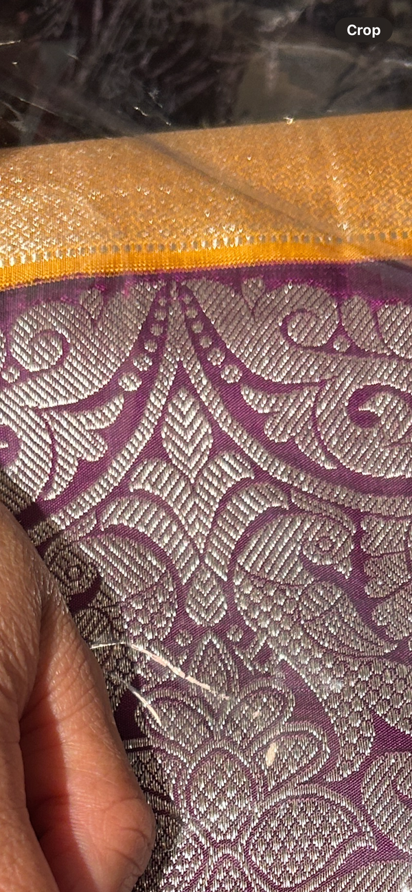 Yellow and Purple Kanjivaram Silk Saree