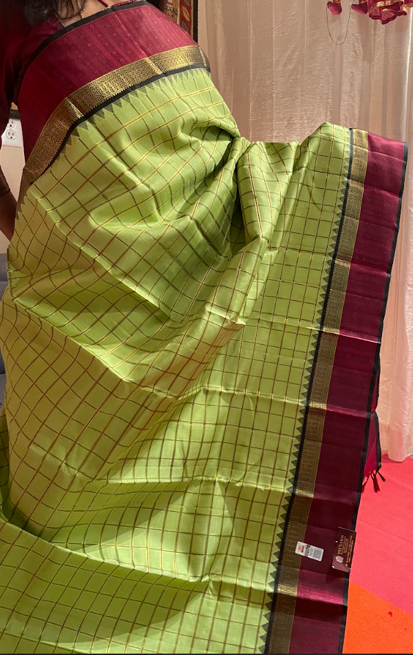 Green and Black Kanjivaram Silk Saree